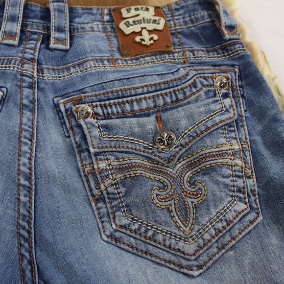 Rock Revival Distressed Styling Boot Jeans, Size 33 - Picture 4 of 11